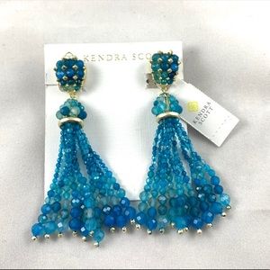 Kendra Scott Cecily Clip On Teal Gold Earrings